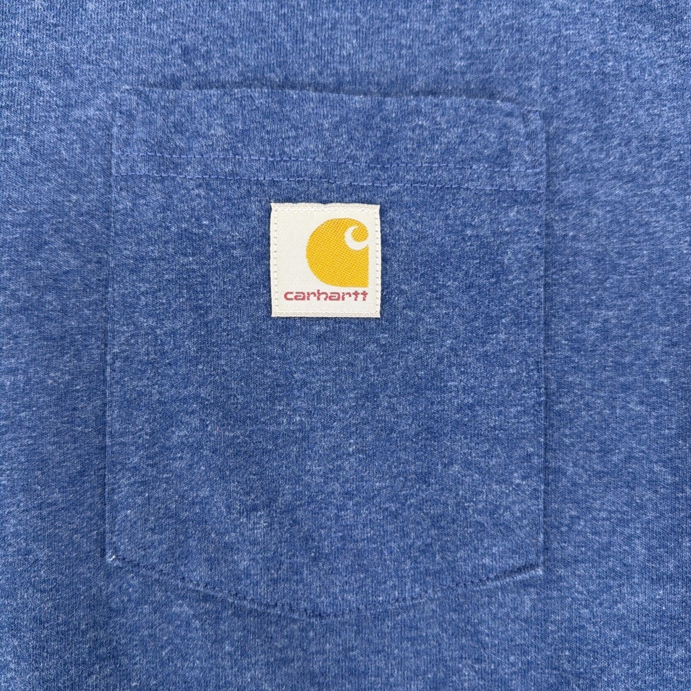 Carhartt Pocket T Shirt Mens Medium Blue Loose Fit Workwear Heavyweight - Picture 5 of 9